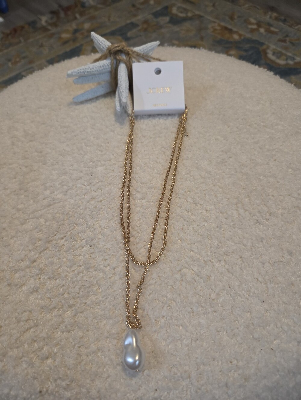 J. Crew Gold Layered Necklace with Pearl Pendant